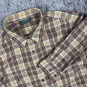 Lauren Ralph Lauren Plaid Snap Front Field Safari Shirt Size Large Dry Goods VTG